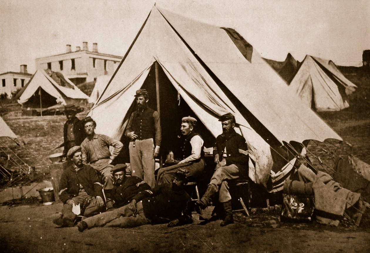 Gruppe af 22. New York Volunteers, 1861-65 (sepiafoto) af Mathew B. Brady