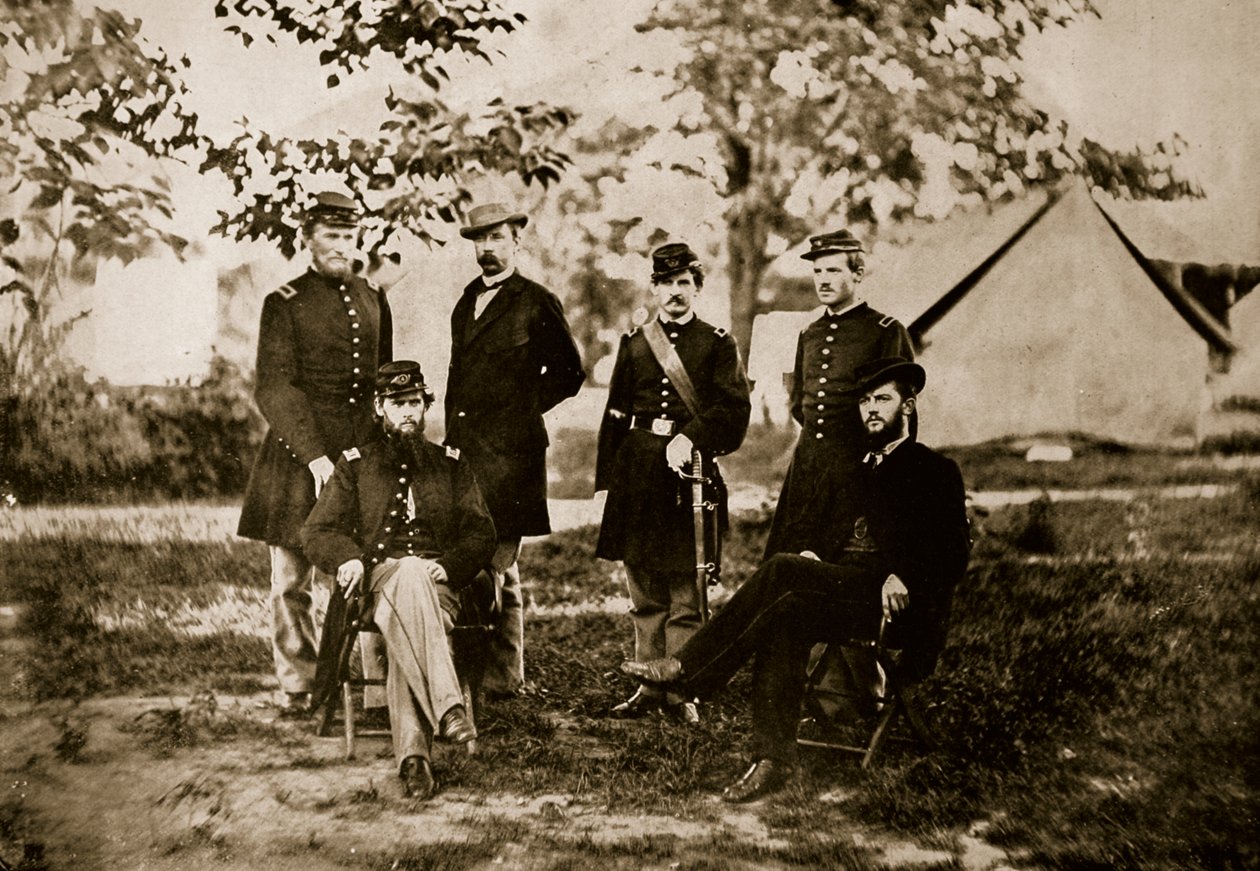 Gruppe af ukendte føderale officerer, 1861-65 af Mathew B. Brady