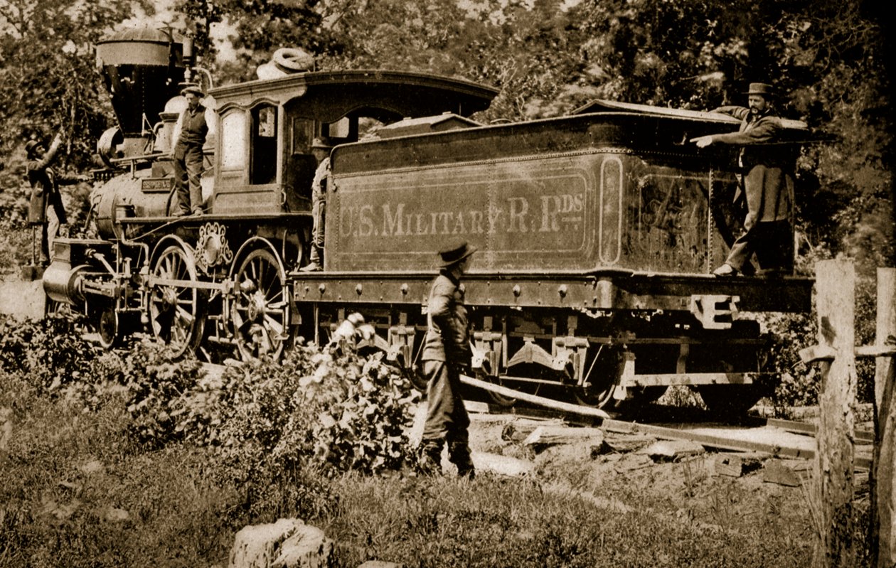 Lokomotiv på United States Military Railroad, 1861-65 af Mathew B. Brady