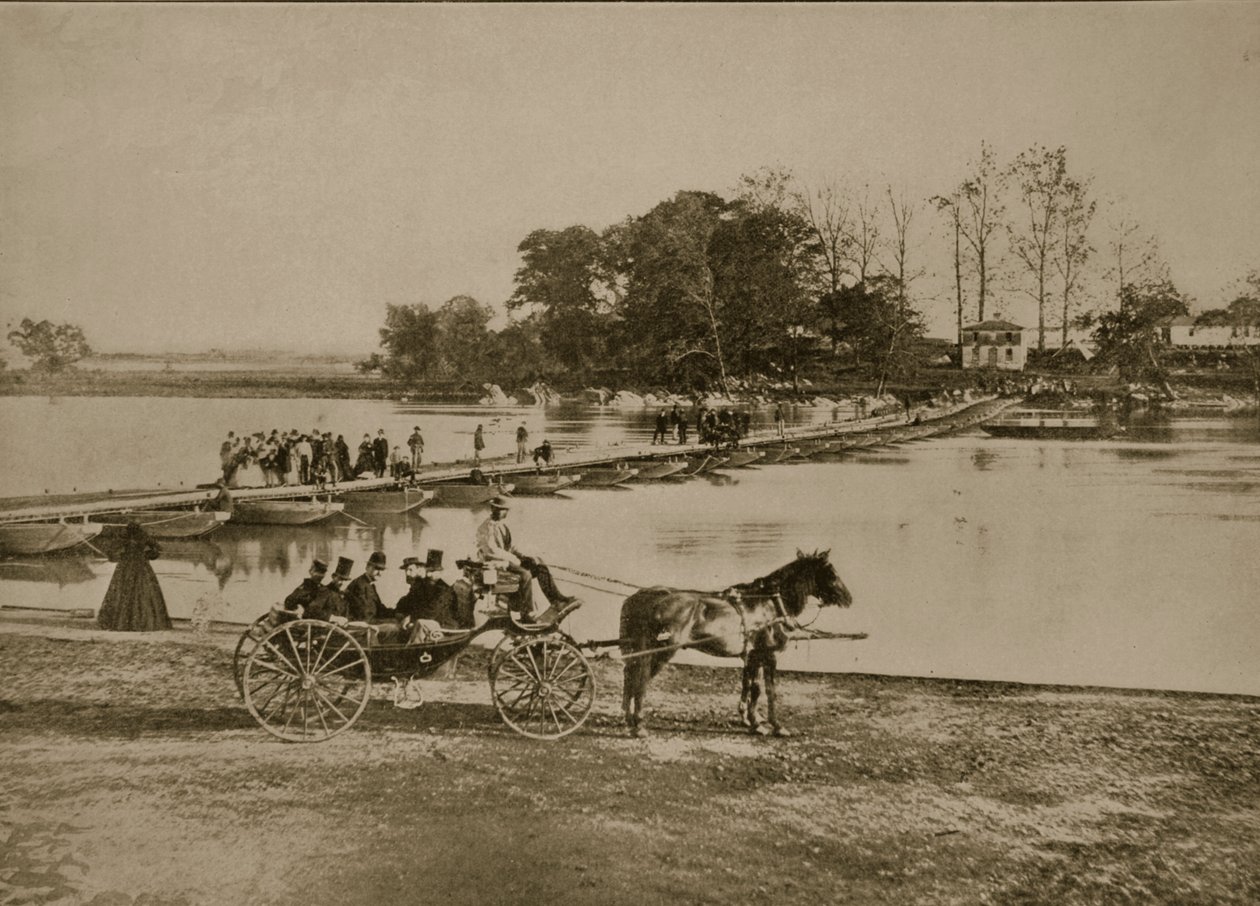 Pontonbro mellem Georgetown og Anaconda Island, 1861-65 af Mathew B. Brady