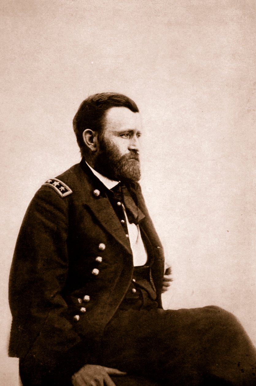 Portræt af general Ulysses Grant, 1861-65 (sepia-foto) af Mathew B. Brady