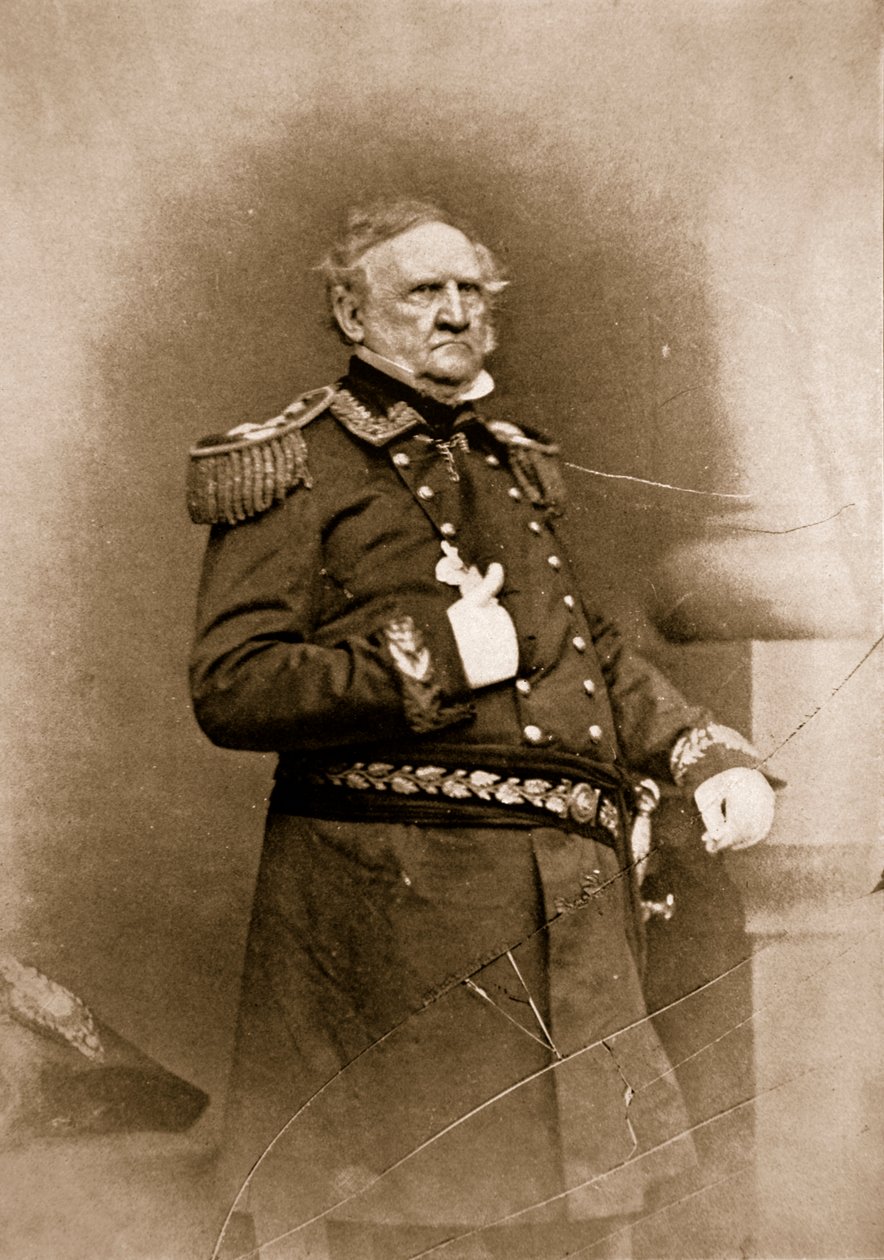 Portræt af general Winfield Scott, 1861-65 (sepiafoto) af Mathew B. Brady