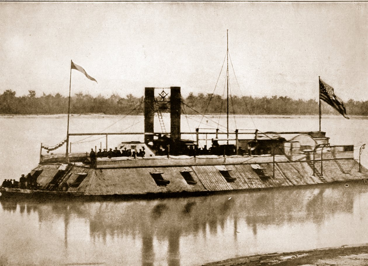 Den første jernbeklædte kanonbåd bygget i Amerika, 1861 af Mathew B. Brady