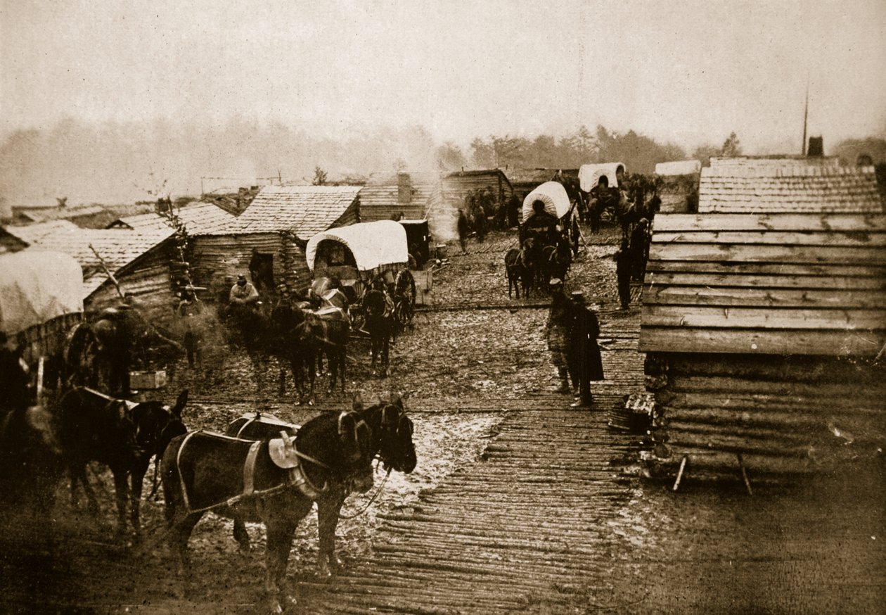 Winter Quarters og Corduroy Road, 1861-65 af Mathew B. Brady