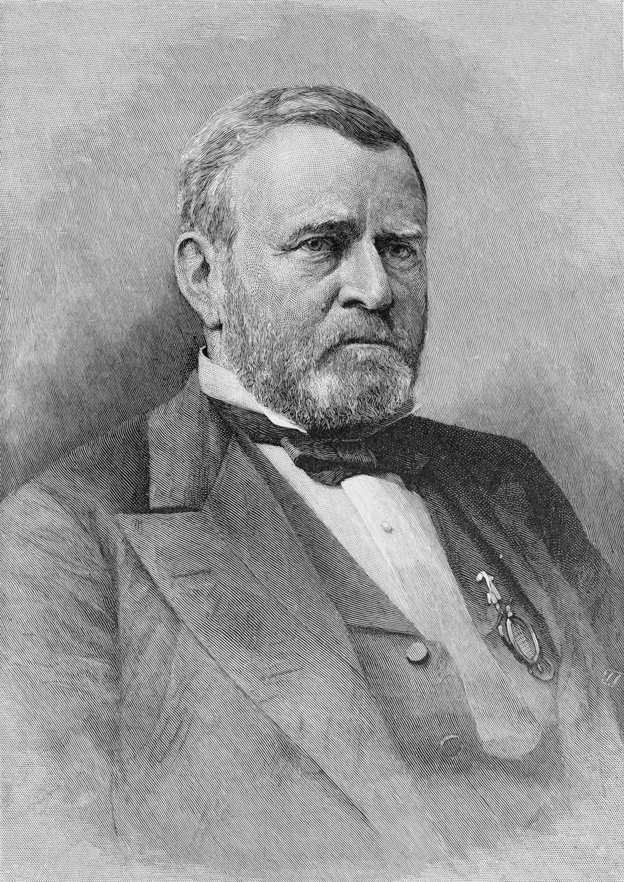 General Ulysses Simpson Grant, graveret efter et fotografi, illustration fra "Battles and Leaders of the Civil War", redigeret af Robert Underwood Johnson og Clarence Clough Buel af Mathew B. Brady