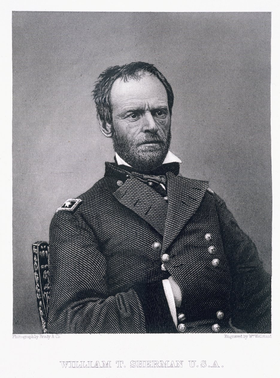General William Tecumseh Sherman, indgraveret efter et fotografi af William Wellstood (1819-1900) af Mathew B. Brady