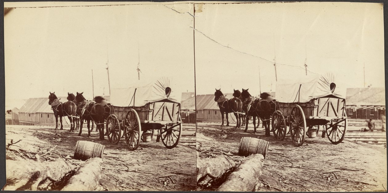 Hærvogn på vej til forsyningdepotet i City Point for at hente forsyninger af Mathew B. Brady