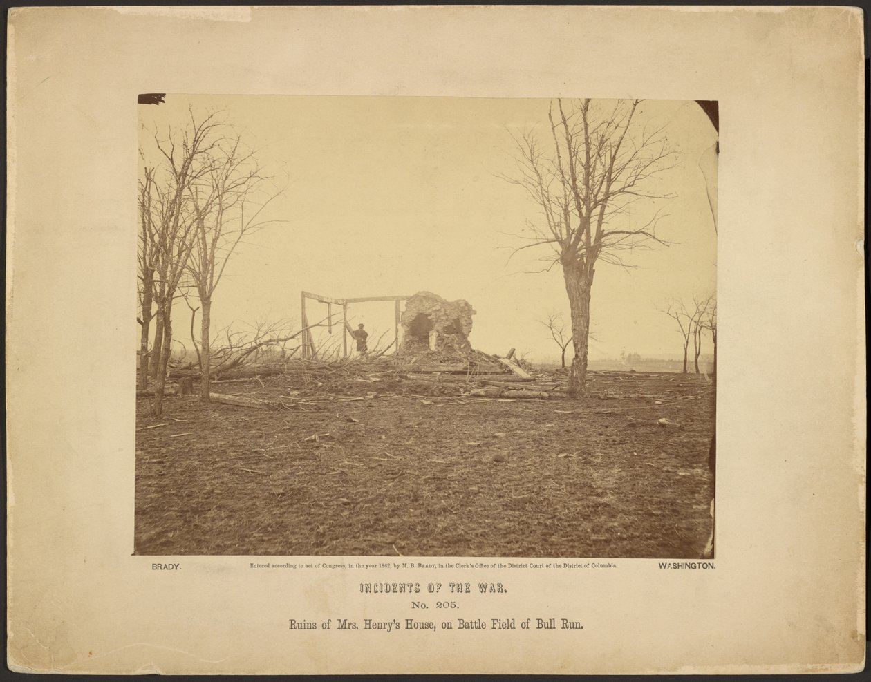 Ruinerne af fru Henrys hus på slagmarken ved Bull Run af Mathew B. Brady