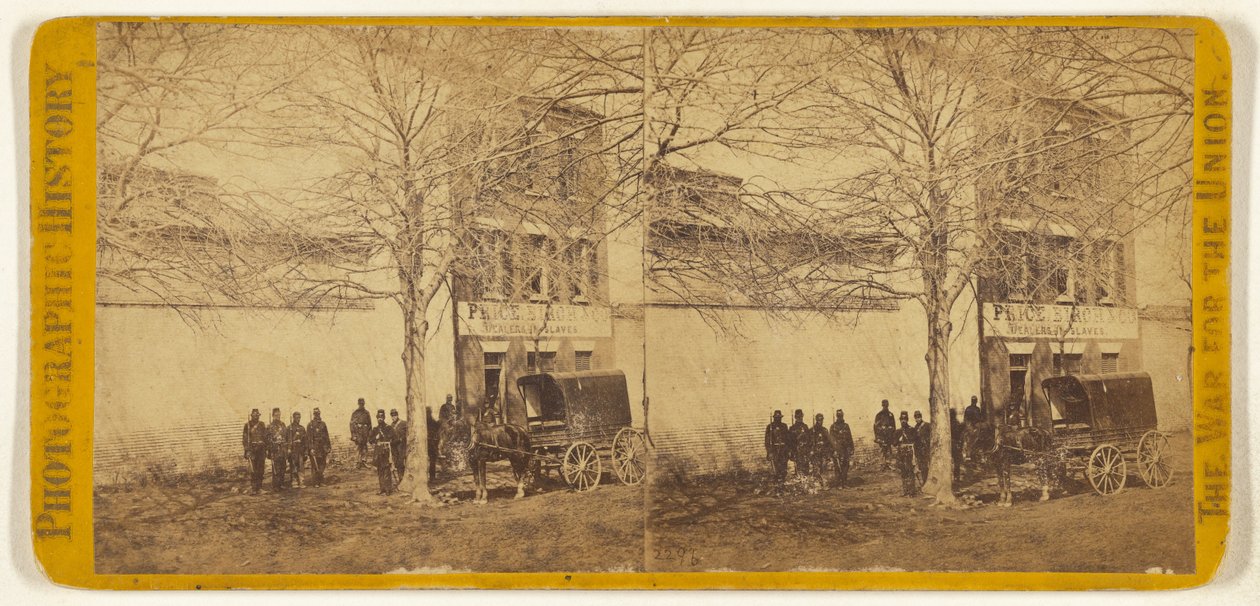 [Unionssoldater foran Price, Birch & Co., handlende med slaver] af Mathew B. Brady