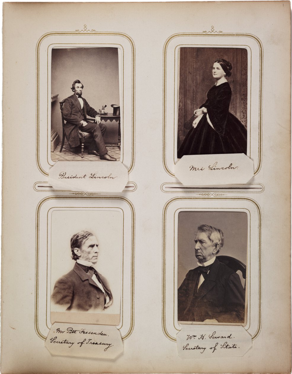 Album med 200 cartes de visite, de fleste af Brady, ca. 1865 (sepia-foto) af Mathew B. Brady