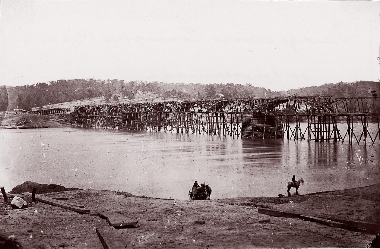 Bro over Tennessee River ved Chattanooga, ca. 1864. af Mathew Brady