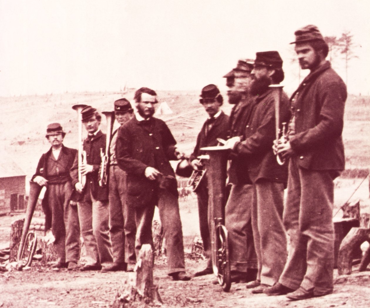 Musikere fra den føderale hær (s/h-foto) af Mathew Brady