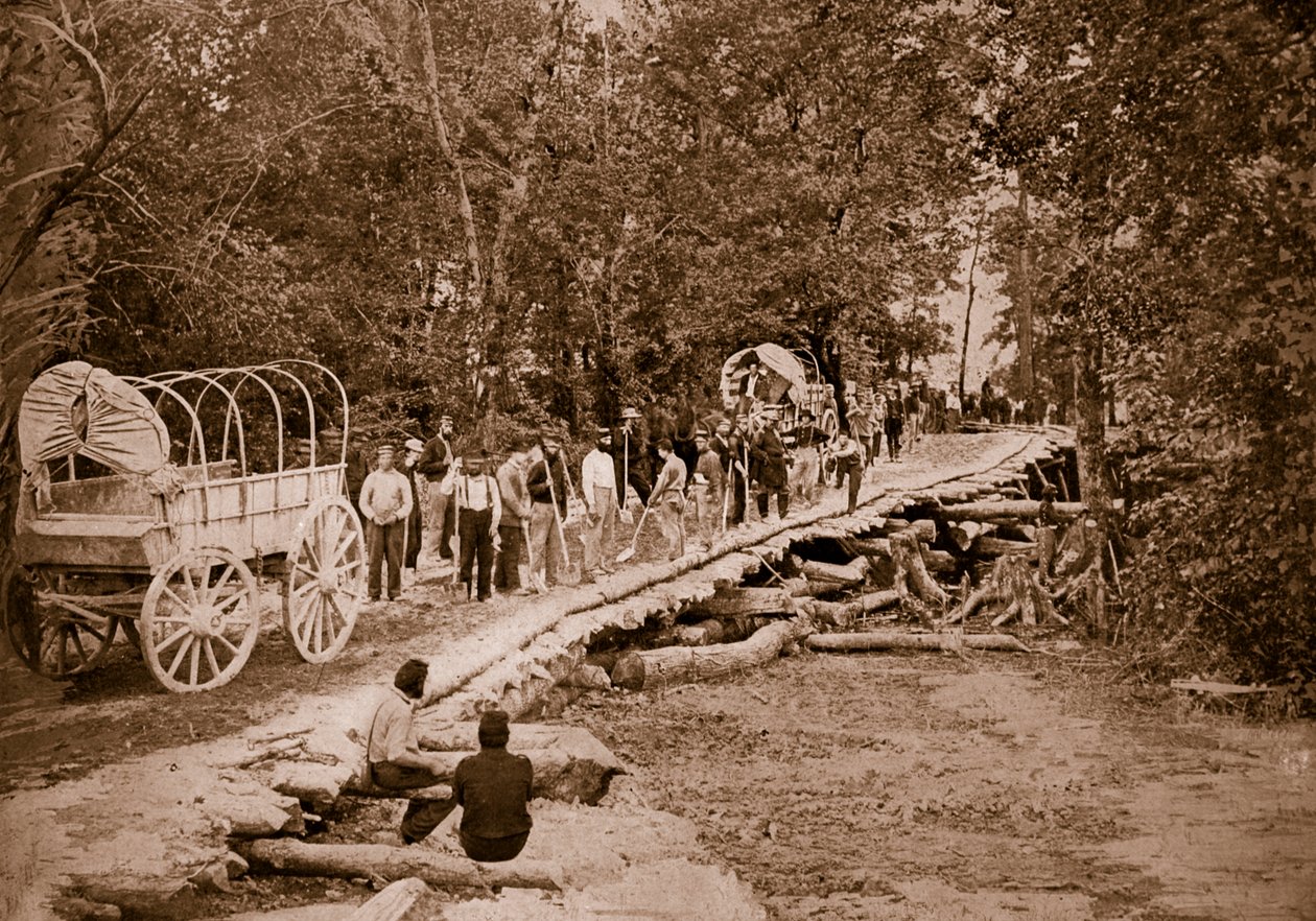 Grape Vine Bridge bygget af amerikanske ingeniører, 1861-65 af Mathew B. Brady