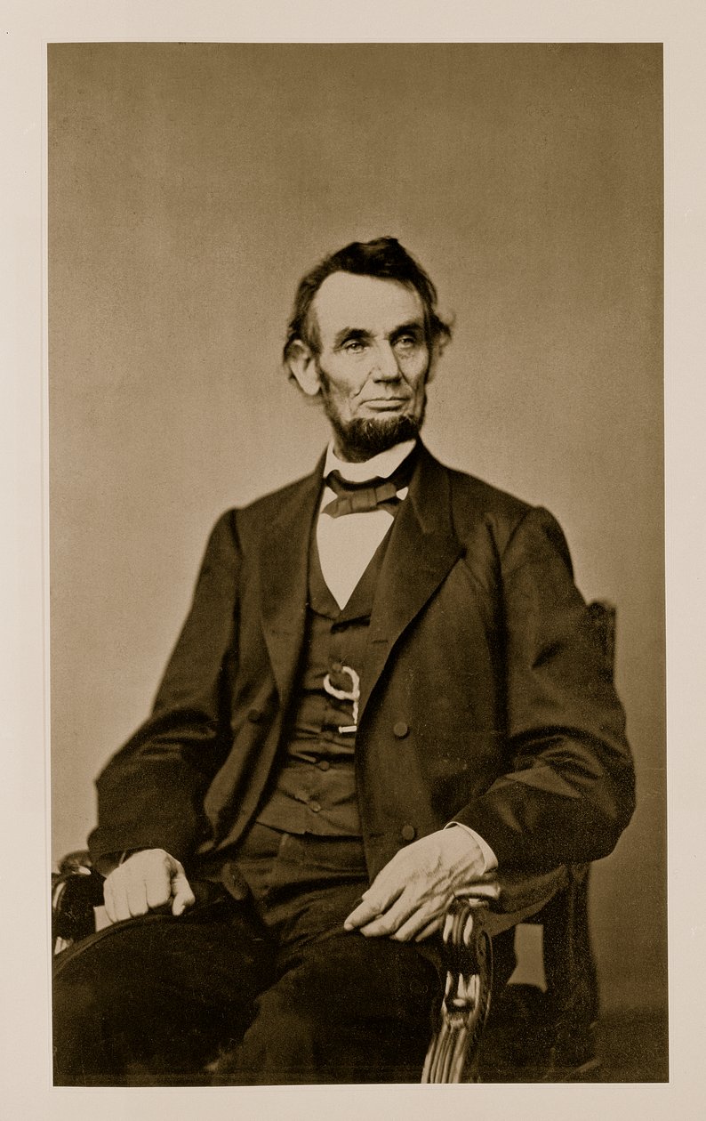 Portræt af Abraham Lincoln (1809-65) (bw foto) af Mathew B. Brady