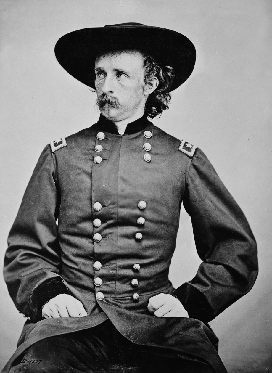 Portræt af general A. Custer (1839-1876) (s/h-foto) af Mathew Brady
