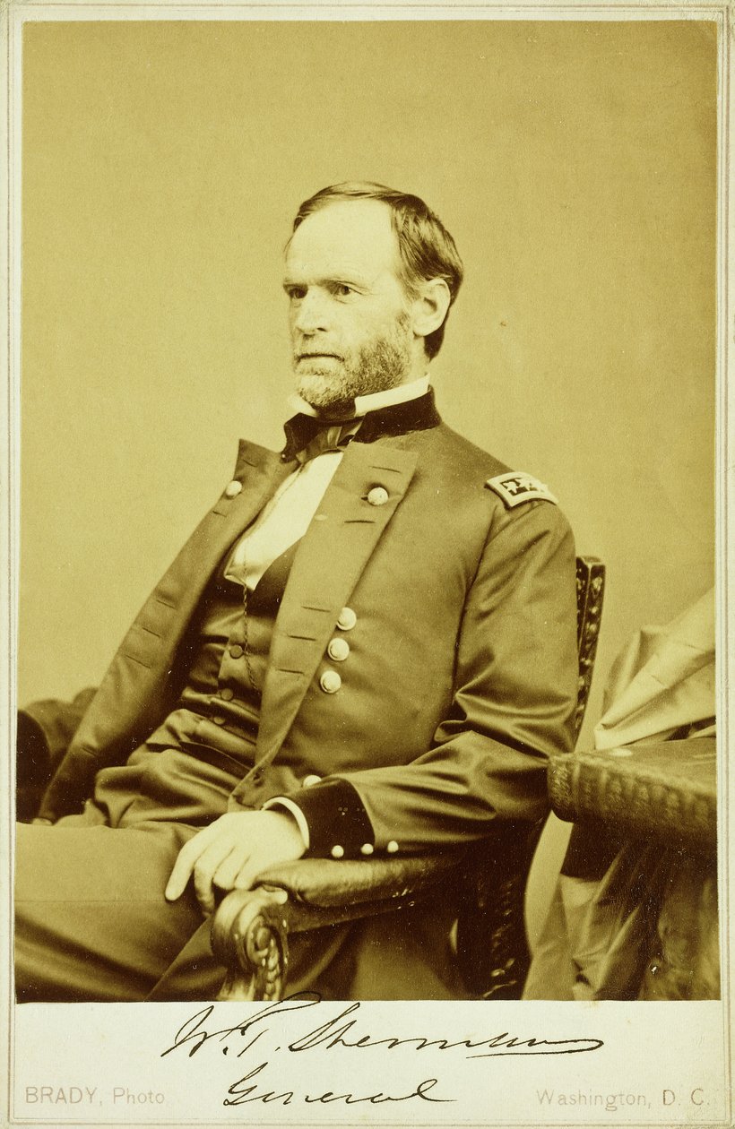 Portrætfoto af William Tecumseh Sherman af Mathew B. Brady