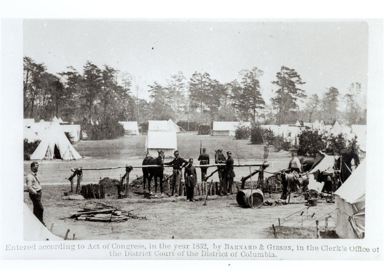 Yankee-hovedkvarter, lejr Whinfield, 3. maj 1862 af Mathew B. Brady