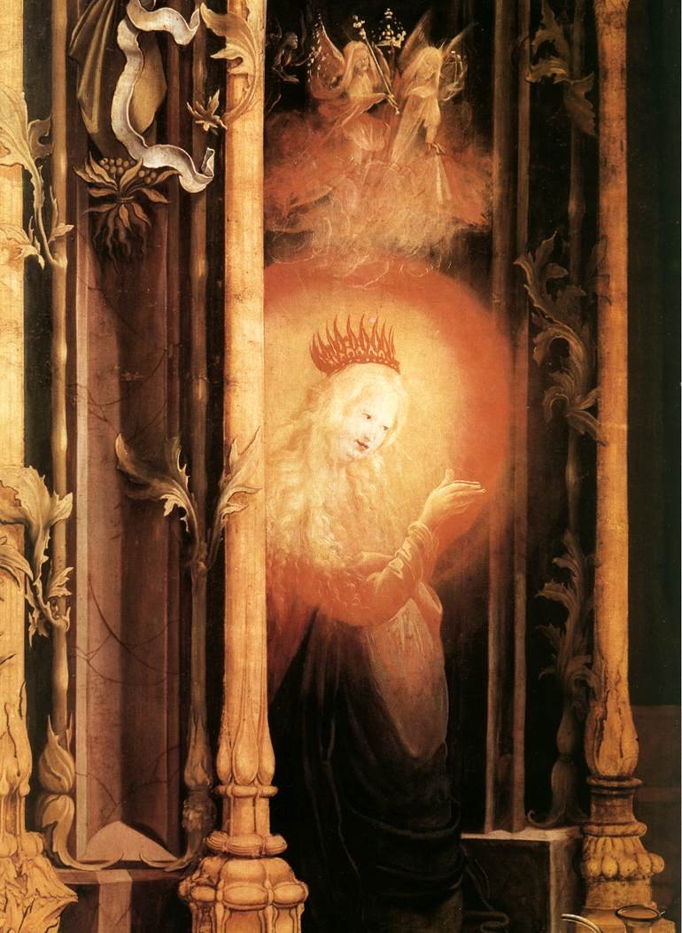 Koncert af engle og fødselsdata af Matthias Grünewald