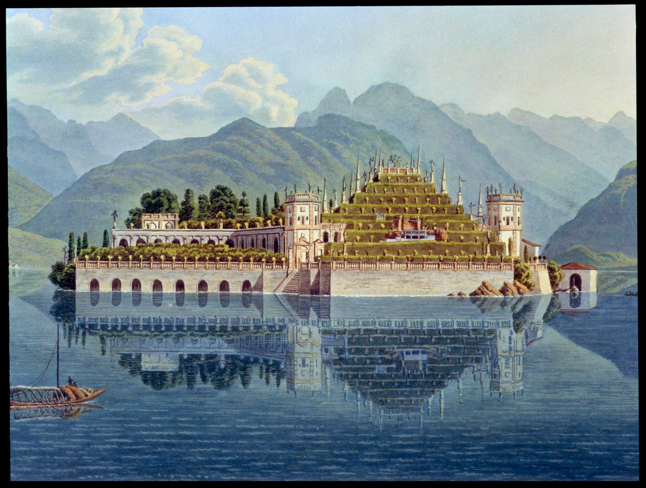 De terrasserede haver, Isola Bella, Lago Maggiore, Italien, 1819 af Mathias Gabriel Lory