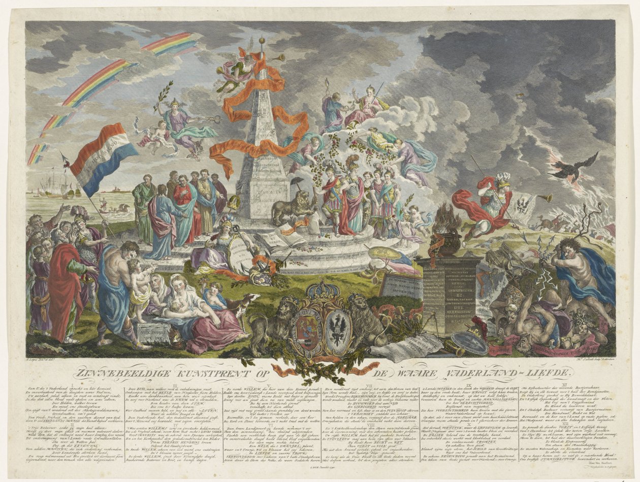 Allegory of True Patriotism, 1788 Symbolsk kunsttryk om den sande fædrelandskærlighed (titel på objekt) af Mathias de Sallieth