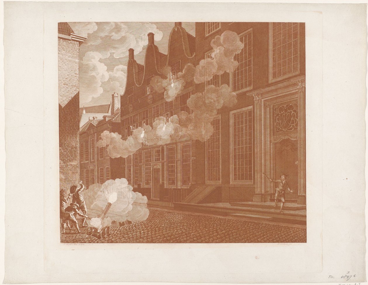 Beskydning af Lucas van Stevenincks hus, 1787 af Mathias de Sallieth