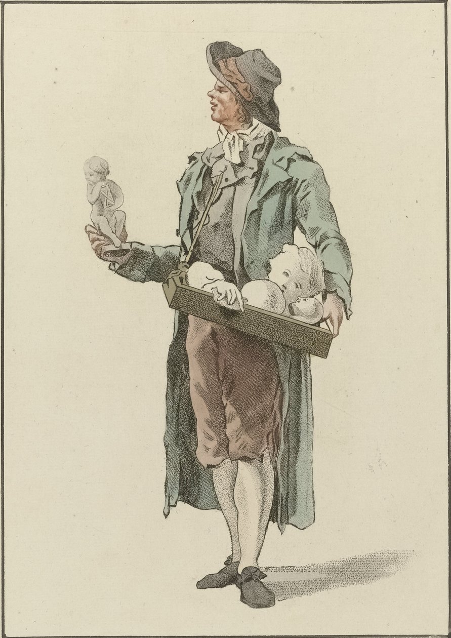 Gadehandler med gipsfigurer af Mathias de Sallieth
