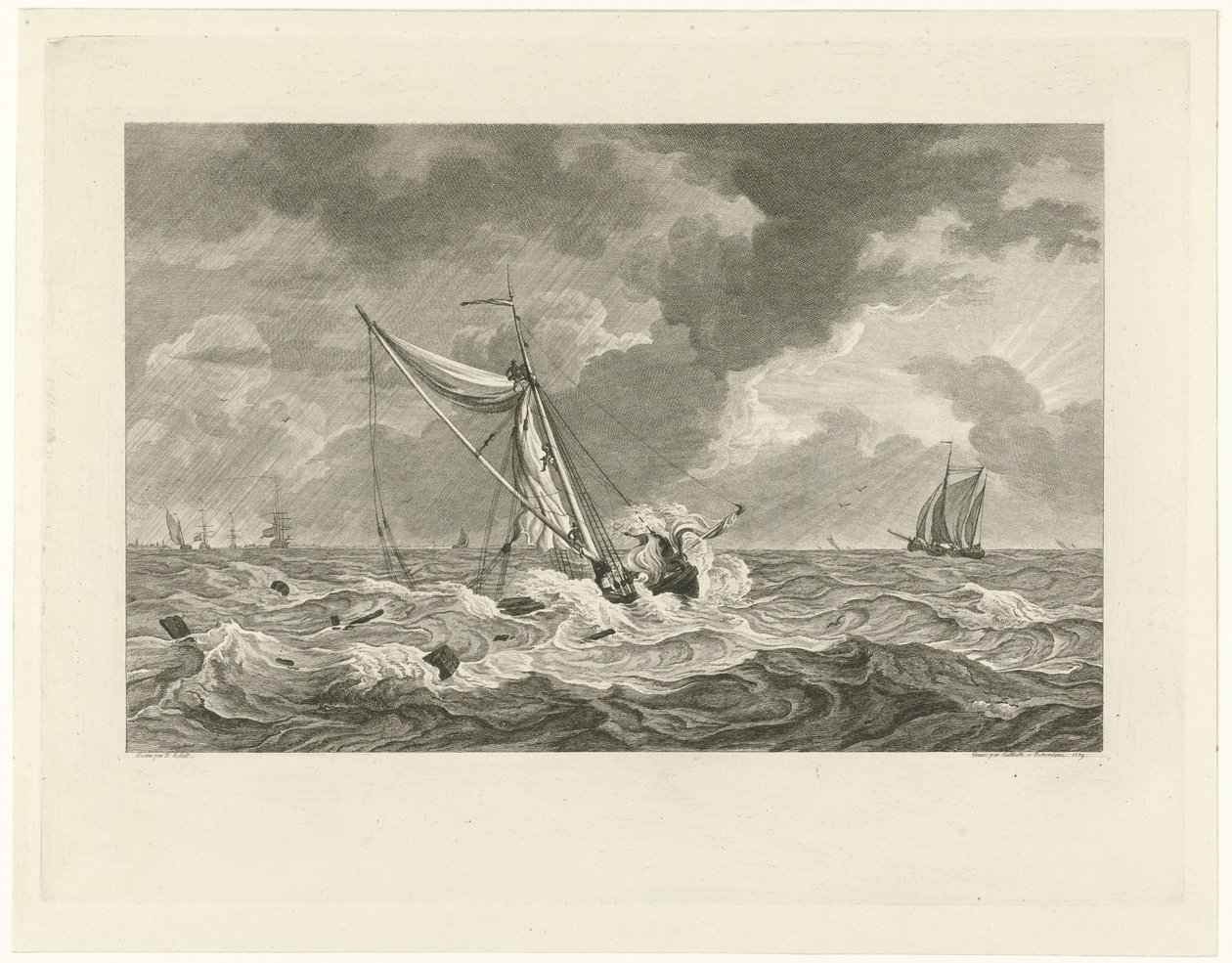 Strande ved skipper Klaas Ringels kaj ved Texel, 1778 af Mathias de Sallieth