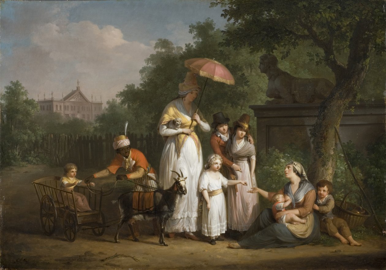 En adelig familie uddeler almisser i en park, 1793 af Mathieu Ignace van Bree