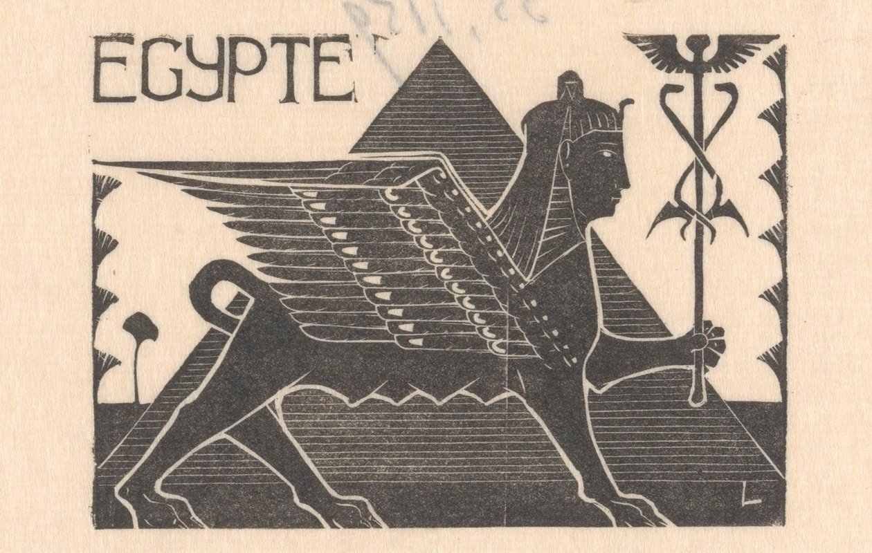 Sphinx og pyramide Egypten (titel på objekt) af Mathieu Lauweriks