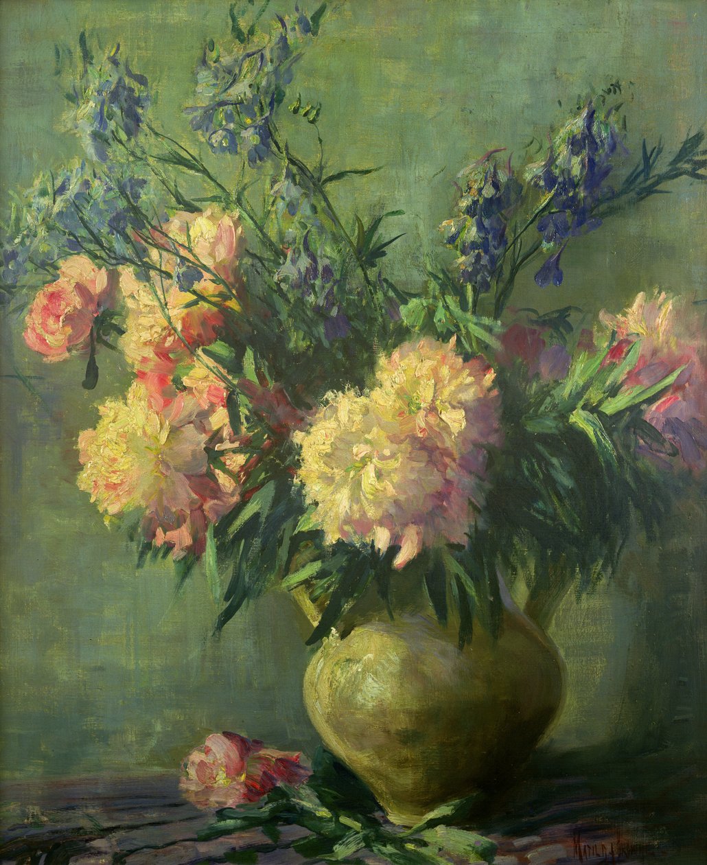 Pink Peonies (olie på lærred) af Matilde Browne