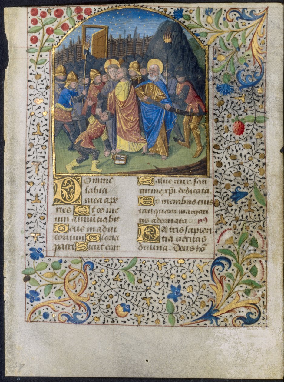 Blad fra en timebog: The Betrayal of Christ, ca. 1470-1485. af Maître François