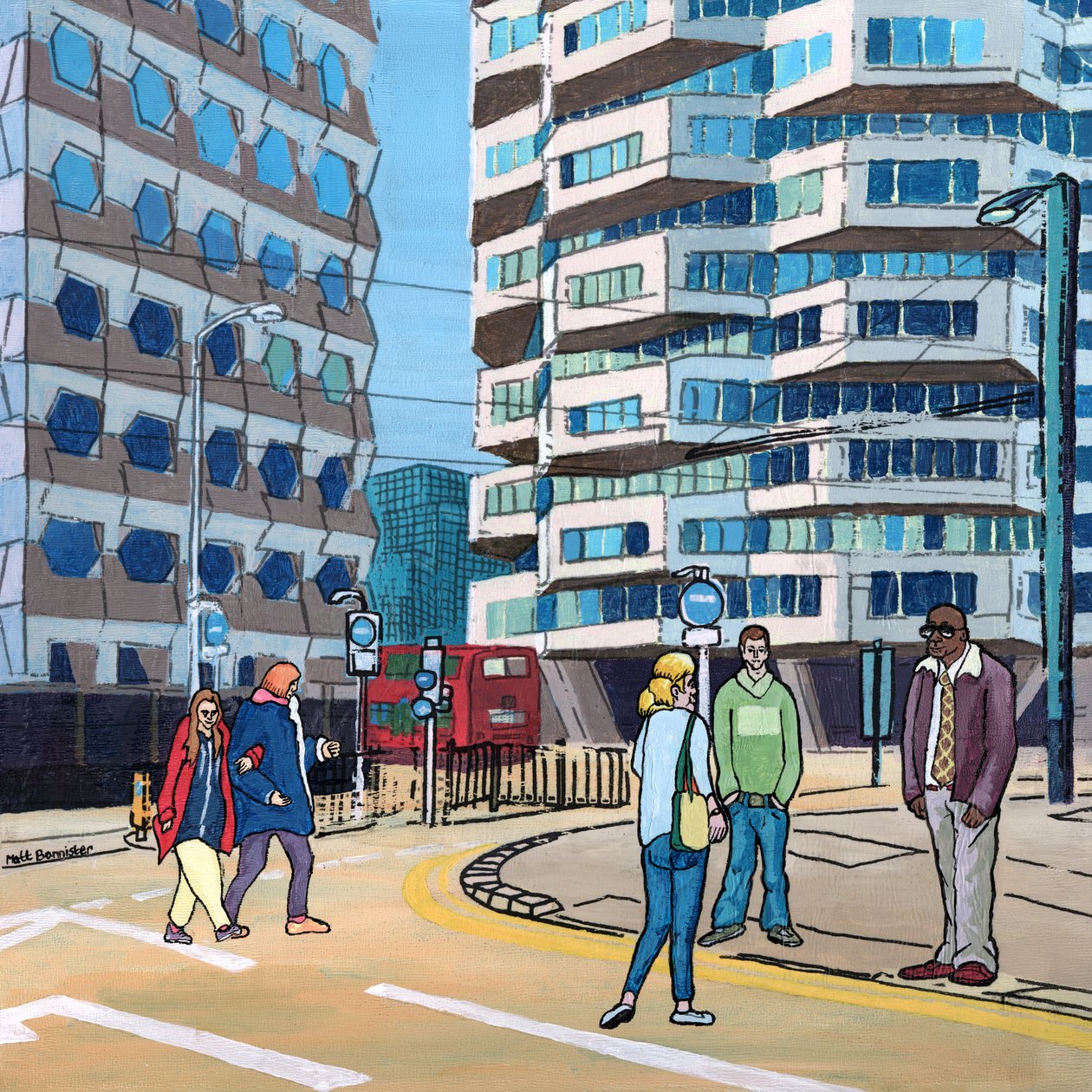 East Croydon, 2016 (blandede medier på panel) af Matt Bannister
