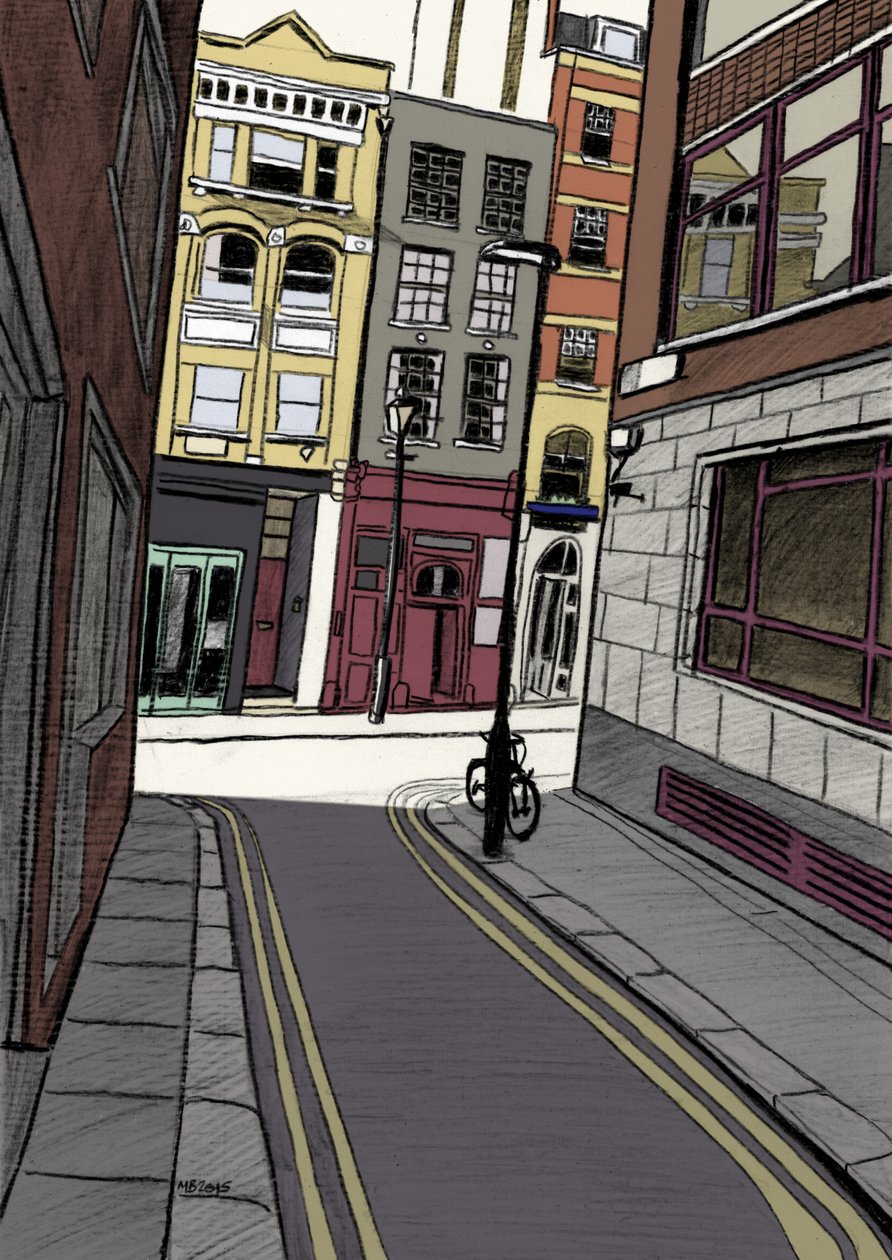 Fox and Knot Street EC1, 2015 (blyant, digital) af Matt Bannister