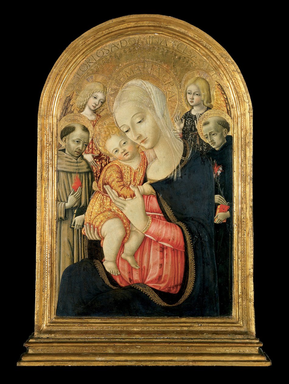 Madonna og barn med engle og helgener af Matteo de Giovanni