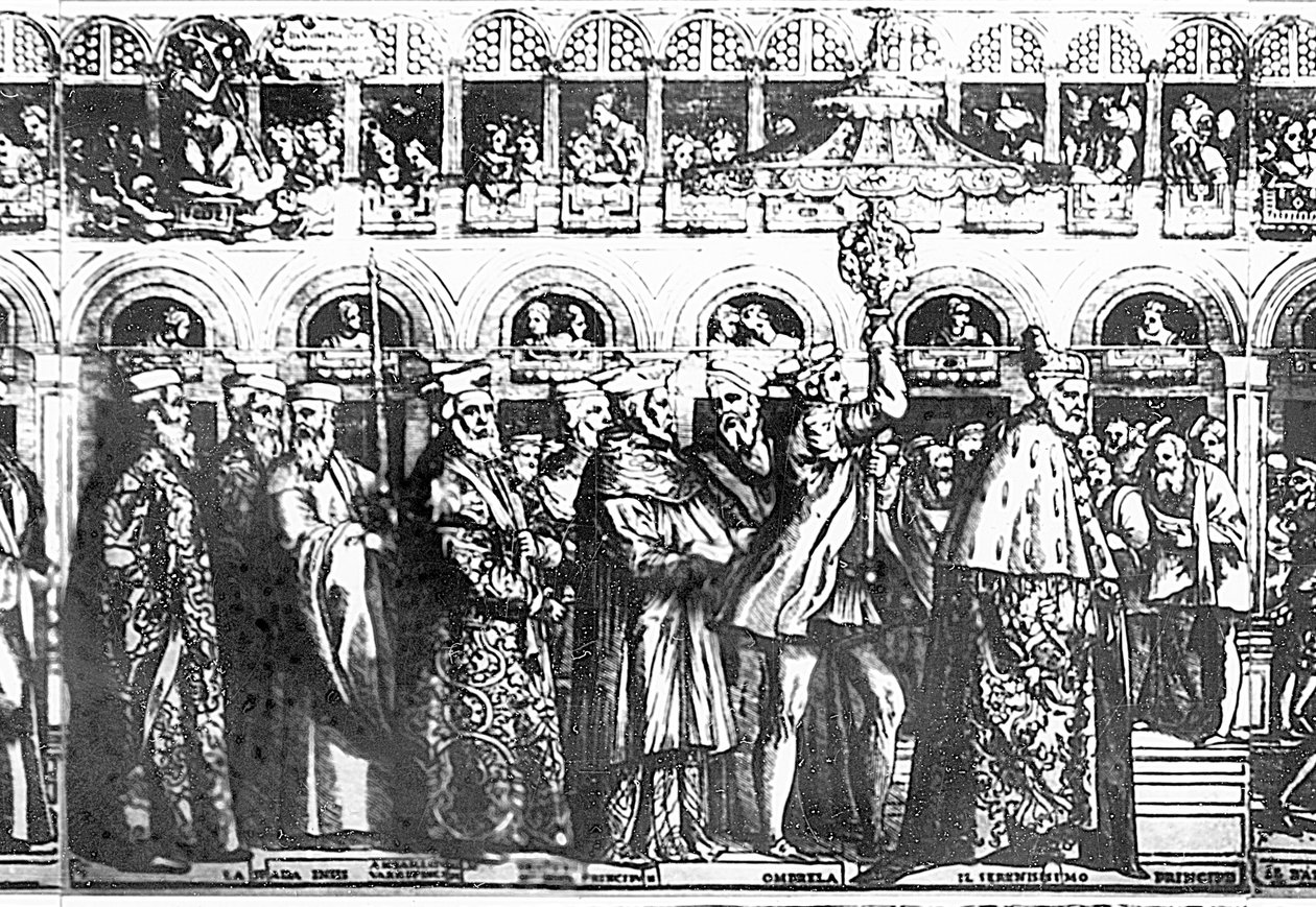 Dogal Procession, c.1555-60 træsnit detalje fra 188401 af Matteo Pagani