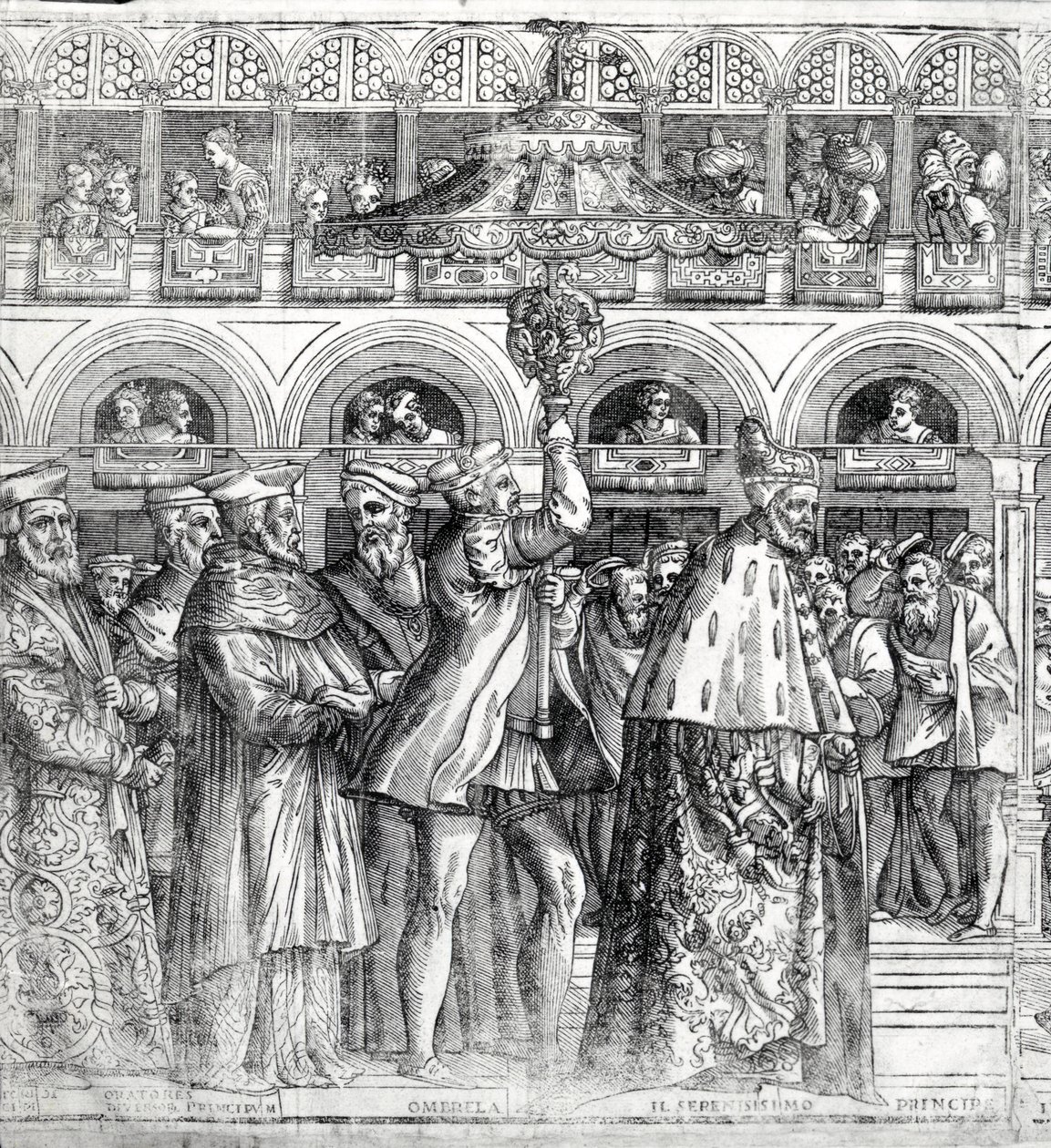 Dogal Procession, c.1555-60 træsnit detalje af 476245 af Matteo Pagani