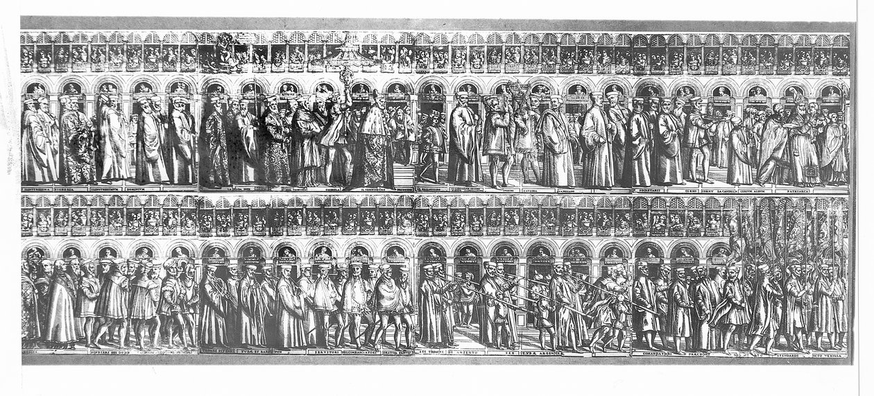 Procession af doge og venetianske embedsmænd, c.1555-60 af Matteo Pagani