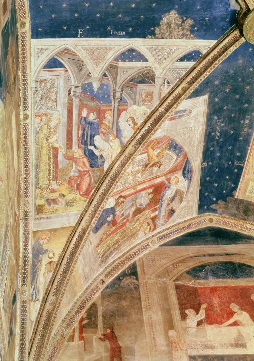 Opstandelsen af Nervas søn, herre over Tulle, detalje fra loftet i kapellet i Tinel med scener fra St. Martials liv, 1344-45 af Matteo di Giovanetto da Viterbo