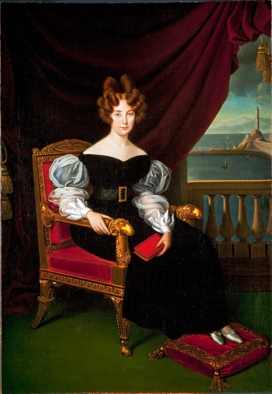 Portræt af Mary (Maria) Brignole-Sale (Brignole Sale) De Ferrari, hertuginde af Galliera (1811-1888) Maleri af Matteo Antonio Picasso (1794-1879) Gener, Nye gademuseer af Matteo Antonio Picasso