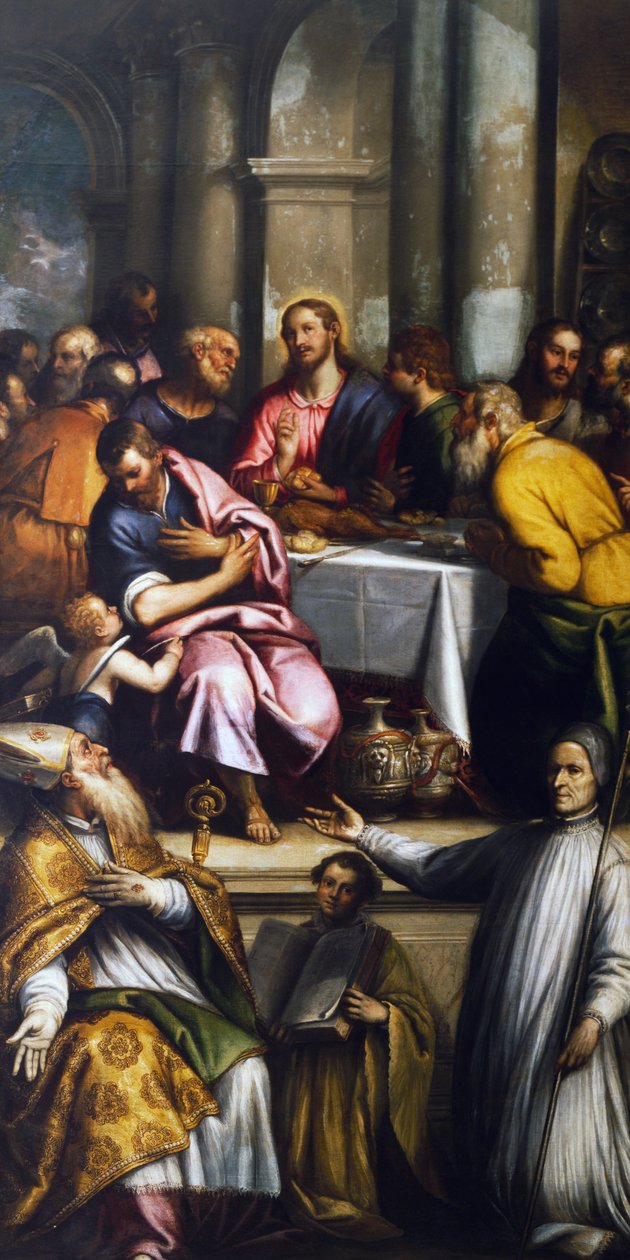 Den sidste nadver med den hellige Apollinaris og den hellige Lorenzo Giustiniani, slutningen af 16. begyndelsen af 1600-tallet (olie på lærred) af Matteo Ingoli