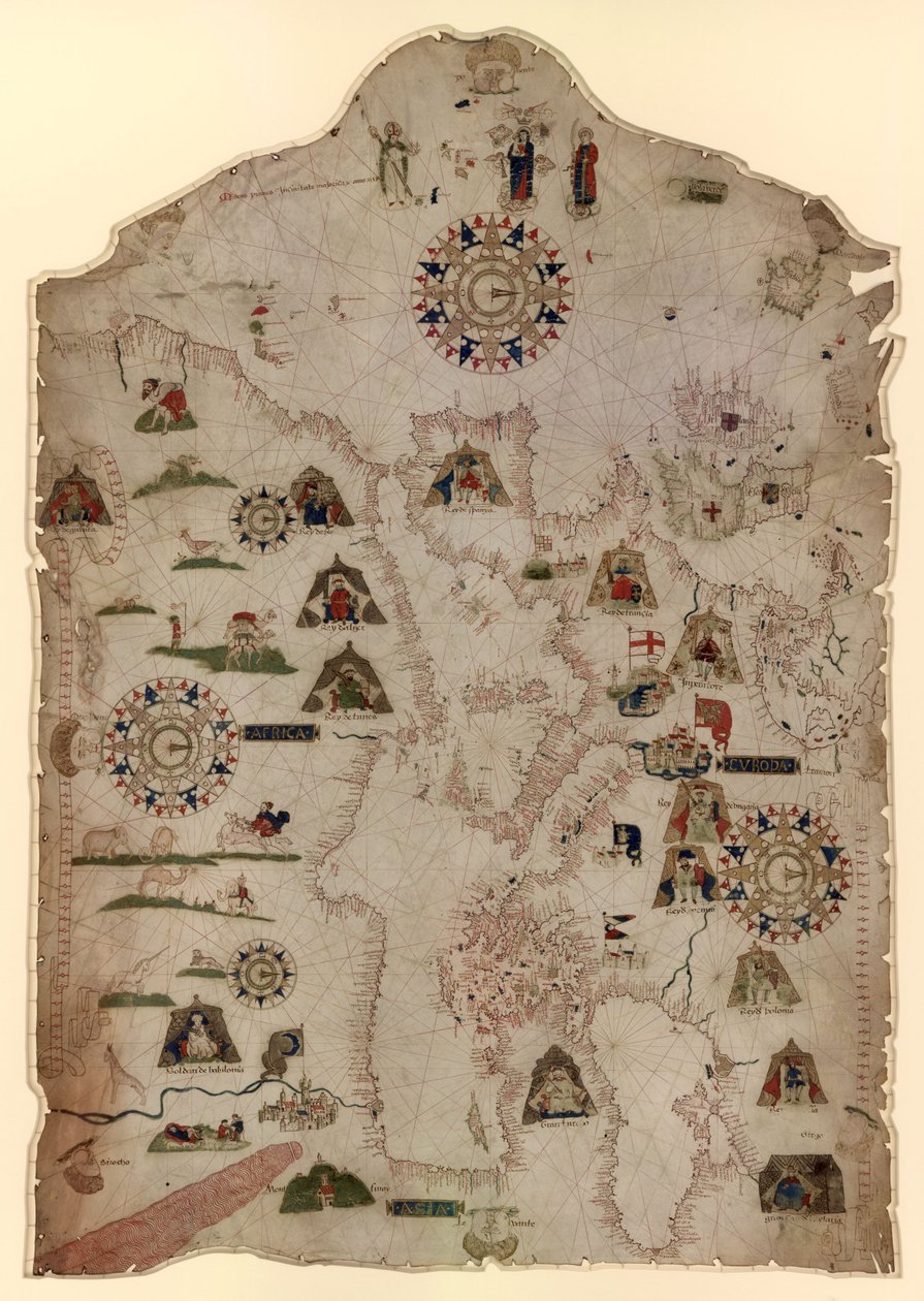Kort over Middelhavet, Sortehavet og Vesteuropas og det nordvestlige Afrikas kyster, ca. 1559 af Matteo Prunes