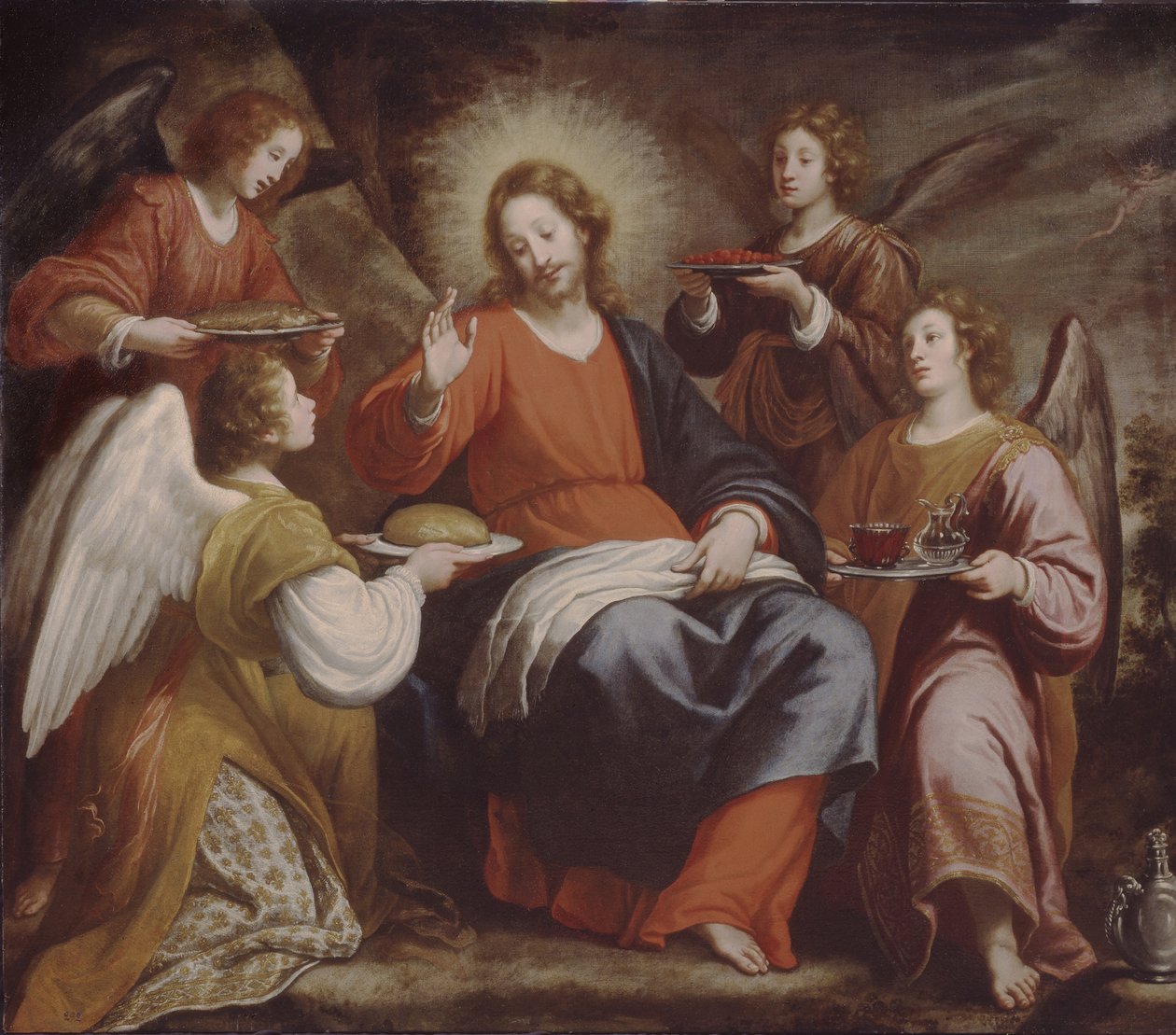 Engle, der tjener Kristus i ørkenen af Matteo Rosselli