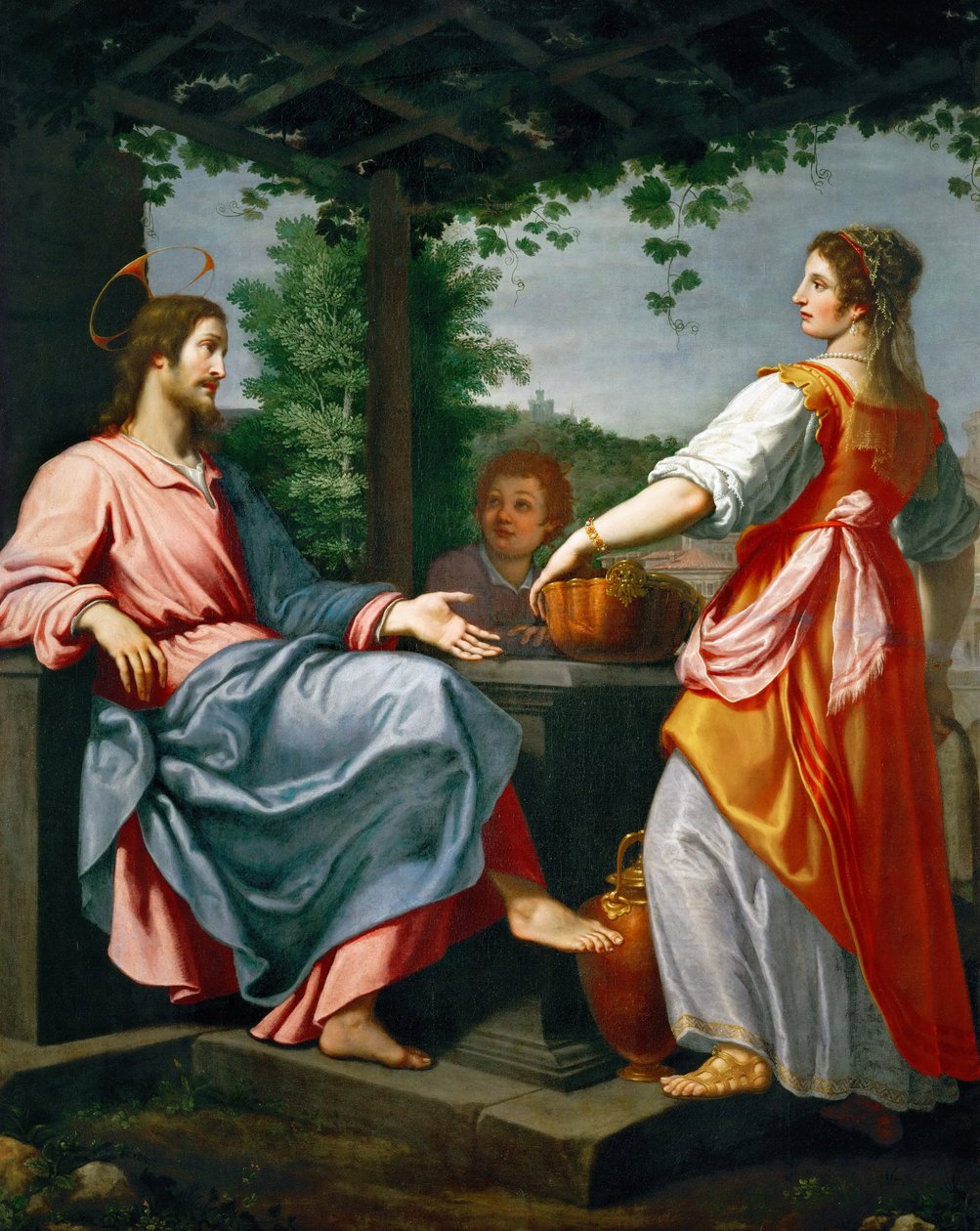 Jesus and the Samaritan Woman - Baroque: Christ and the Samaritan Woman af Rosselli, Matteo (1578-1650), ca. 1620. Olie på lærred, 241x194. Kunsthistorisk museum, Wien af Matteo Rosselli