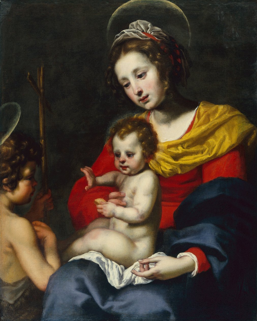 Madonnaen og barnet med spædbarnet Sankt Johannes Døberen (olie på lærred) af Matteo Rosselli