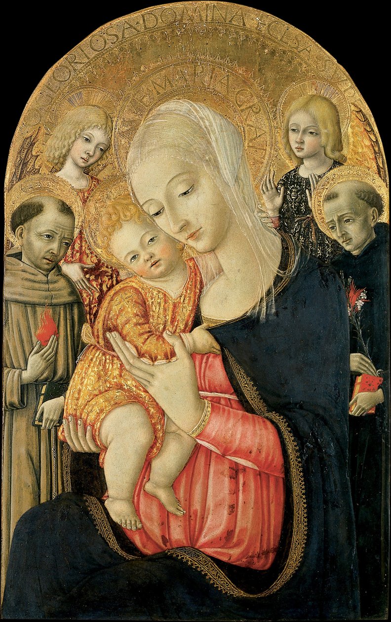 Madonna og barn med engle og helgener af Matteo de Giovanni