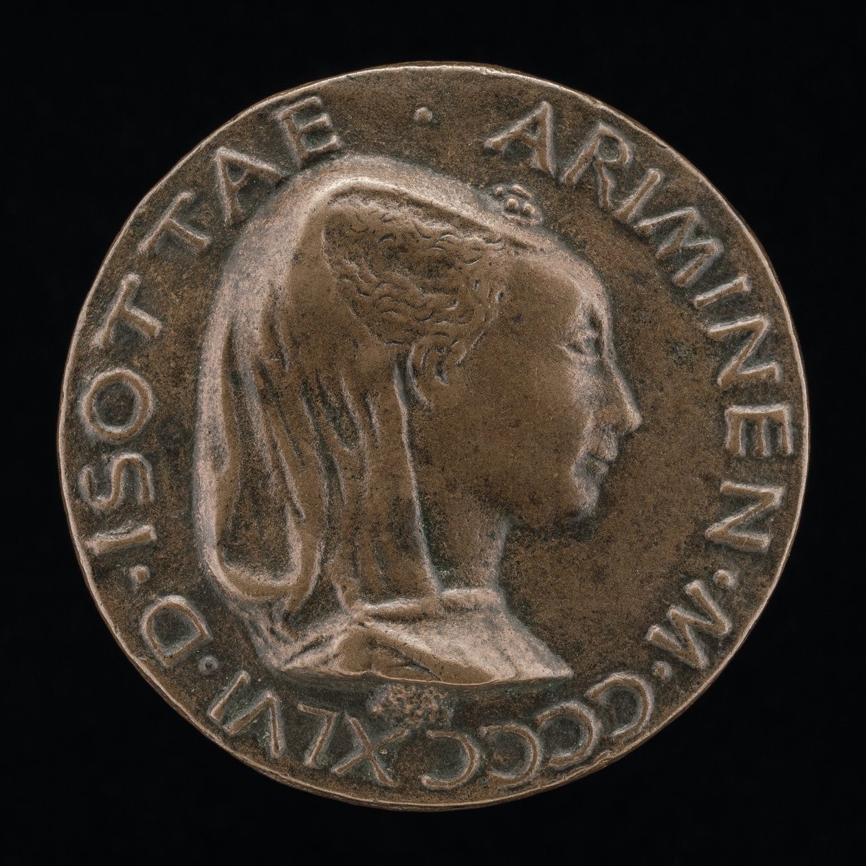 Isotta degli Atti, 14321433-1474, elskerinde 1446, derefter hustru efter 1453, af Sigismondo Malatesta [obv. af Matteo di Andrea de Pasti