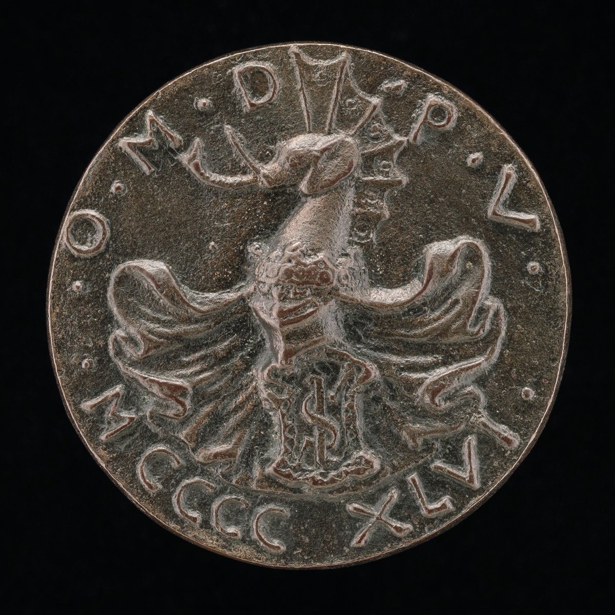 Skjold, hjelm, elefantvåben og kappe [omvendt], 1446. af Matteo di Andrea de Pasti