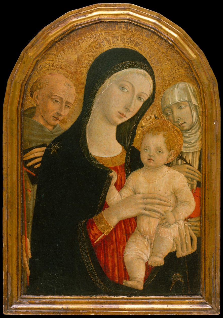 Madonna og barn med de hellige Frans og Catherine af Siena, omkring 1476-80. af Matteo di Giovanni