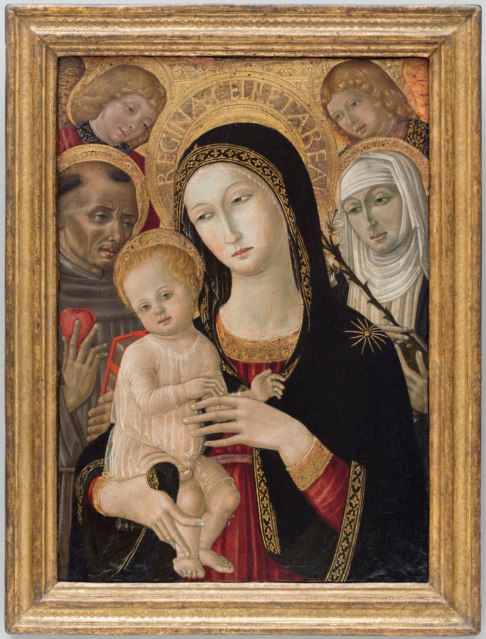 Madonna og barn med Sankt Katharina af Siena, Sankt Antonius af Padua og engle af Matteo di Giovanni
