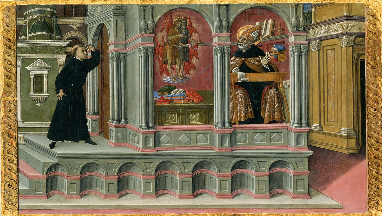 Sankt Augustins vision om de hellige Hieronymus og Johannes Døberen, 1476. af Matteo di Giovanni